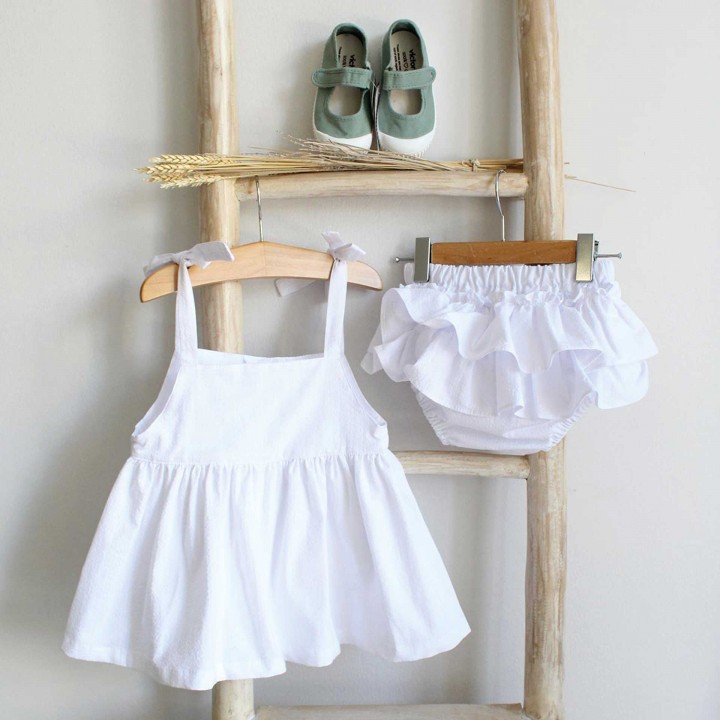 White Short dress with bloomers