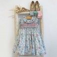 Hand Smocked Liberty Dress with frilly collar