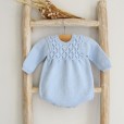Cotton knitted romper with smocks