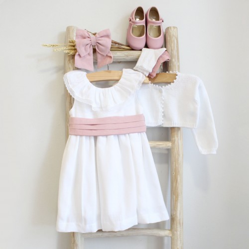 Linen Dress with dusty Pink sash