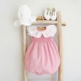 Smocked Romper with frilly collar