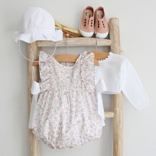 Floral romper with plumeti bows