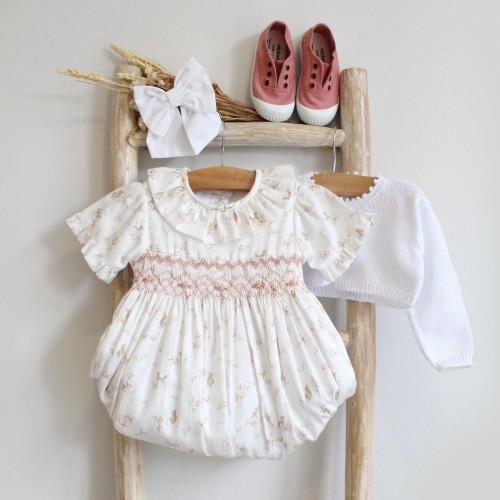 Foxes hand smocked romper