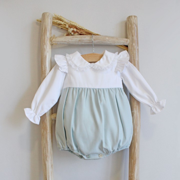 Mix Romper with frilly collar