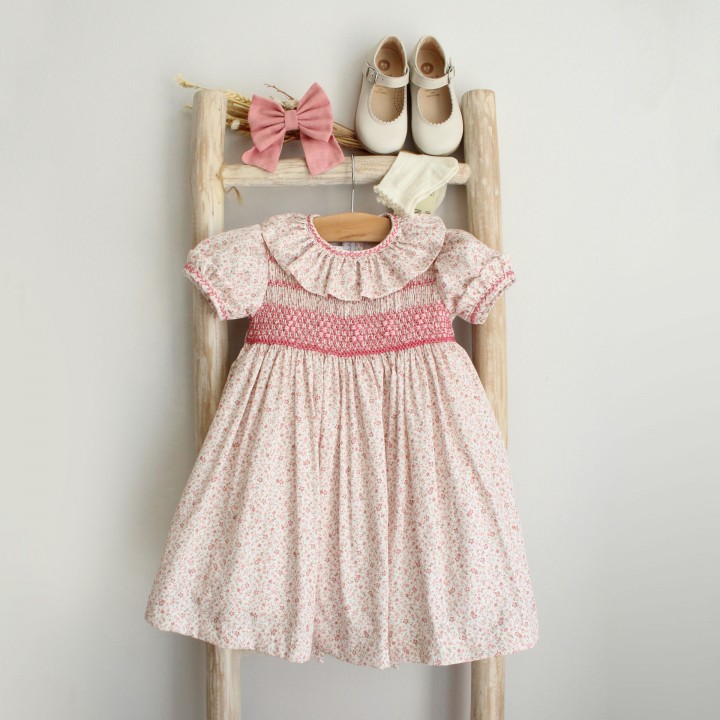 Pink Floral Hand Embroidered Dress
