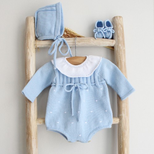 Blue Romper with Collar