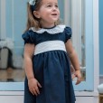 Navy Dress with English broderie collar