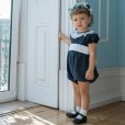 Navy Dress with English broderie collar