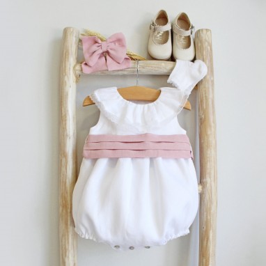 Frilly Collar Linen Romper