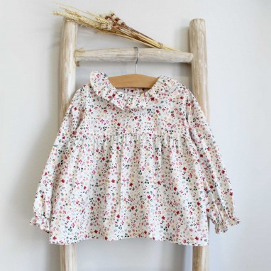 Floral Tunic with frilly collar 