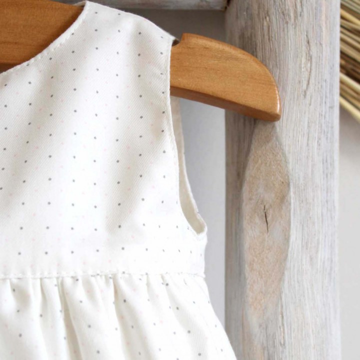 Sleeveless Romper with pink dots