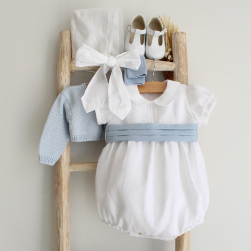 White linen Romper with Laces
