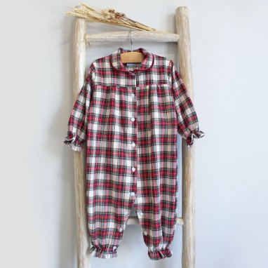 Burgundy tartan baby Pyjama 