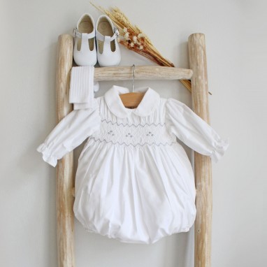 Peter Pan Collar Romper with Broidery