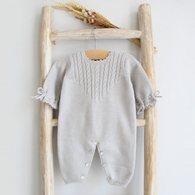 Grey Knitted Cable Romper 