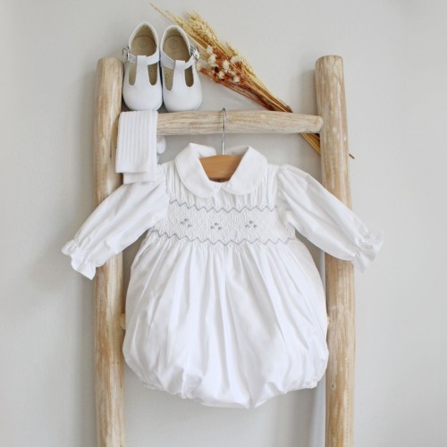 Hand Embroidered White Romper 