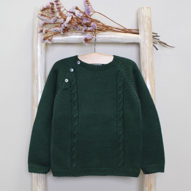 Bottle Green Knitted Cable Sweater