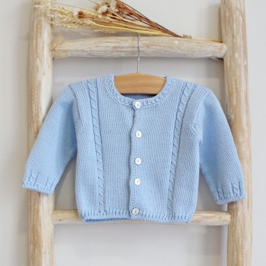 Blue cable knitted cardigan