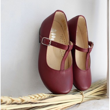Sapatos de menina com fivela em bordeaux (20-36)