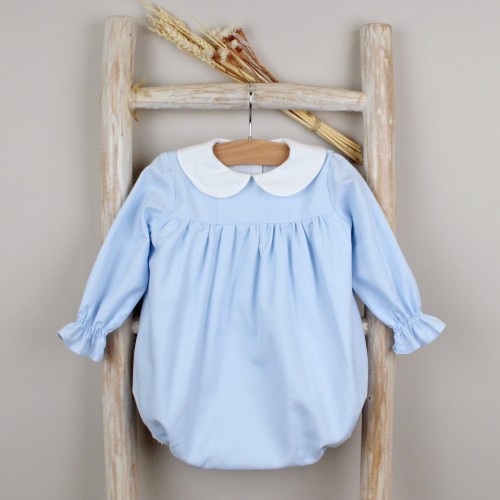 Blue Romper with Peter Pan Collar 