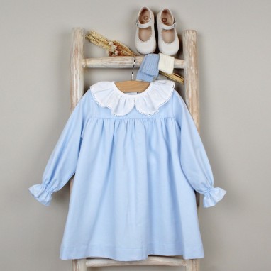 Blue Frilly Collar Dress 