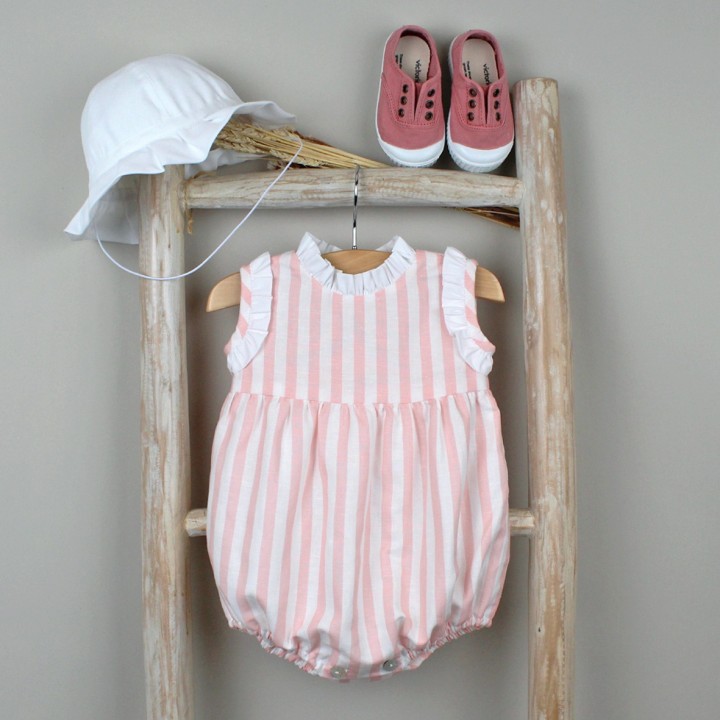 Striped Romper with Frills