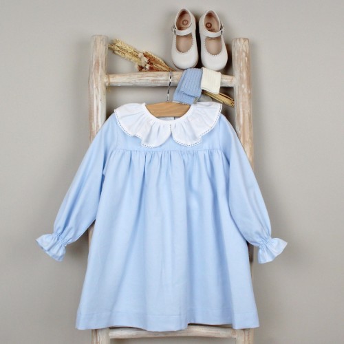 Blue Dress with Frilly Collar