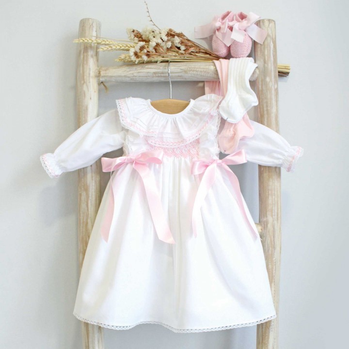 Hand Embroidered Newborn Dress