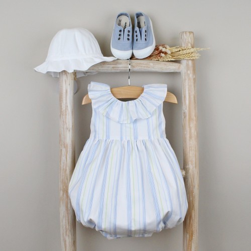 Striped Romper with Collar