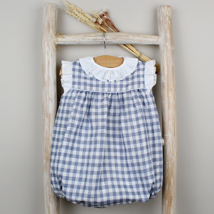 Vichy Romper with Collar