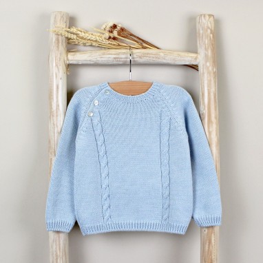 Baby Blue Knitted Cable Sweater