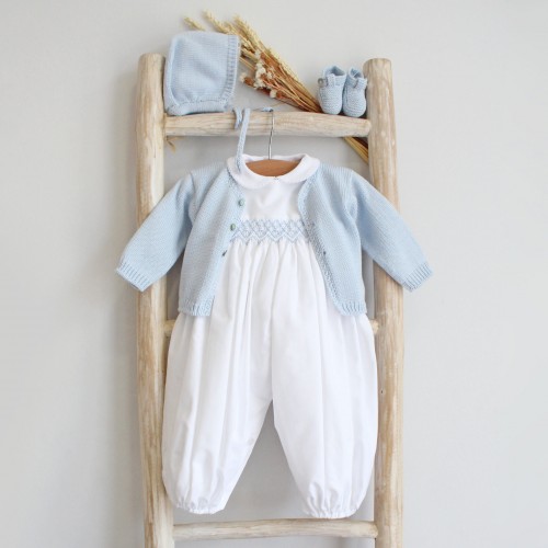 Blue Hand Embroidered Overalls