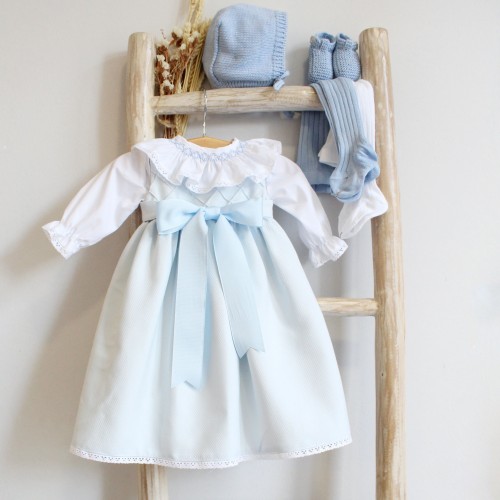 Blue Newborn Dress with Bow 