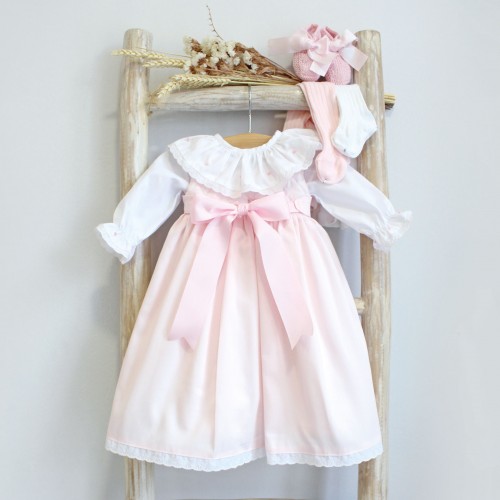 Pink Newborn Dress with Roses 
