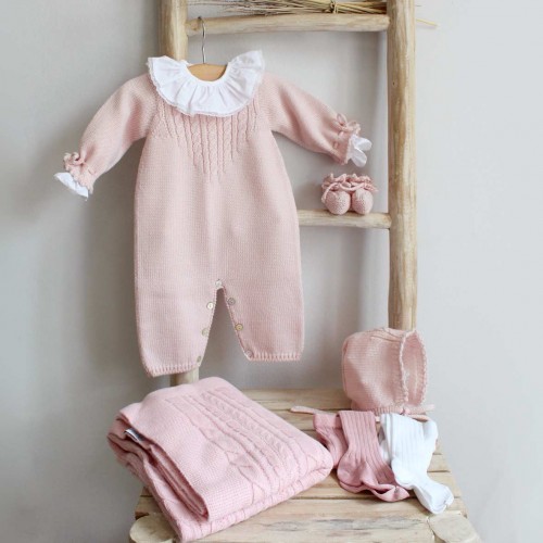 Knitted Dusty Pink Cable Romper