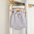 Organic cotton knitted romper with bow