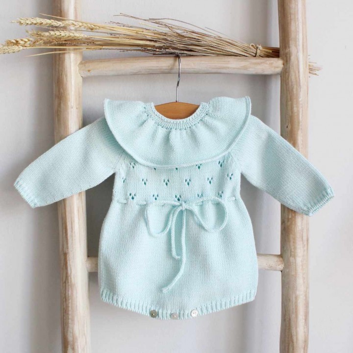 Knitted Romper with Collar
