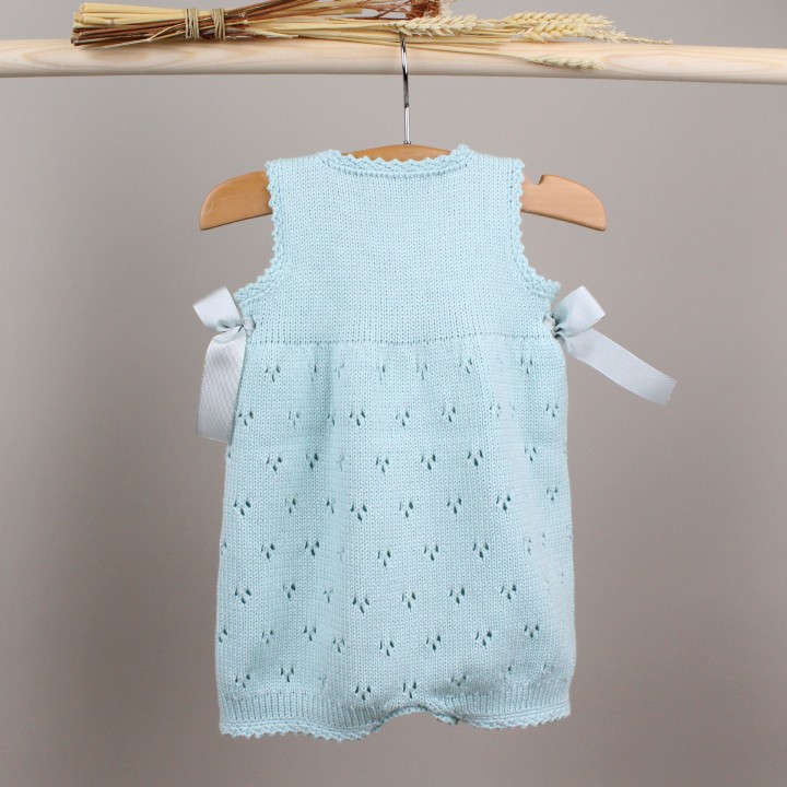Organic cotton knitted romper with bows