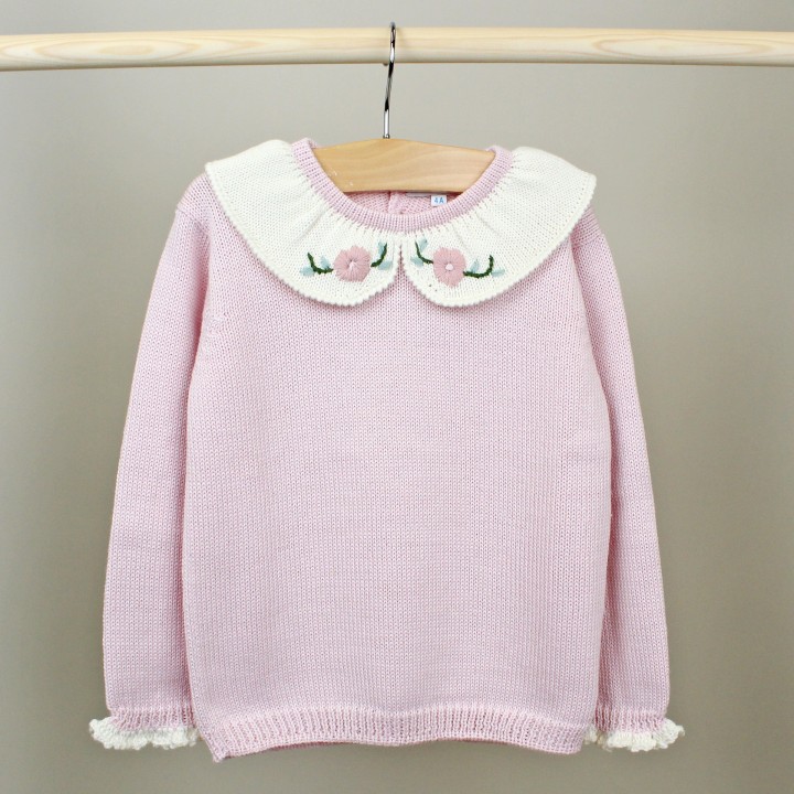Sweater with Embroidered Collar