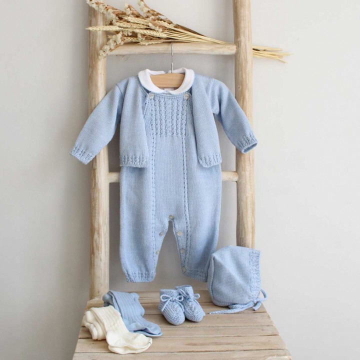 Ligth Blue Knitted Overalls 