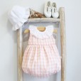 Vichy Romper with frilly Collar