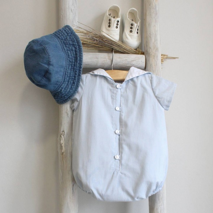 Hooded Romper with stripes