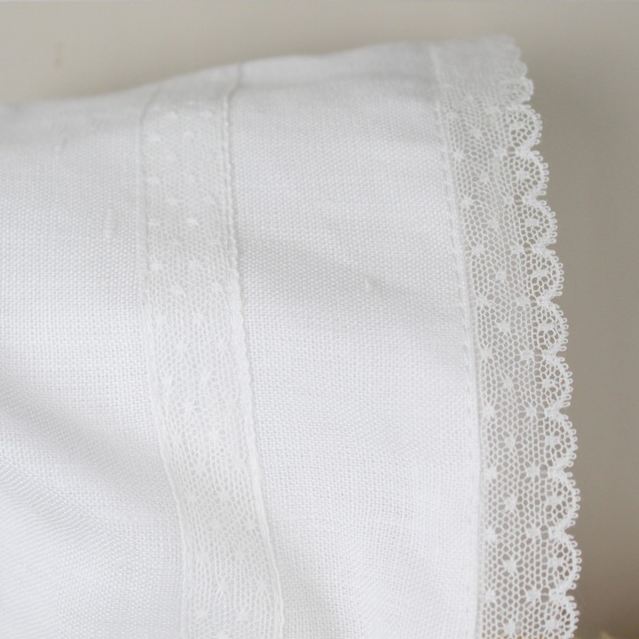 White Lace Linen Bonnet