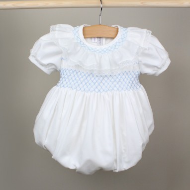  Smocked Romper with Collar