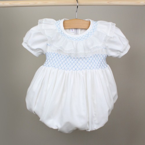  Smocked Romper with Collar