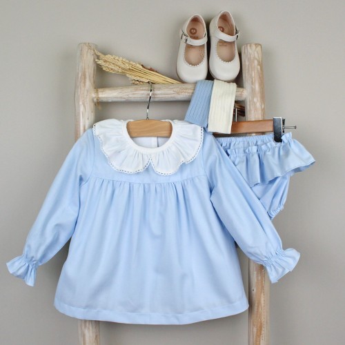 Blue Short Dress with Bloomers