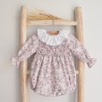 Smocked Romper with Frilly Collar