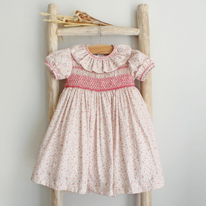 Pink Floral Hand Embroidered Dress