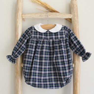 Plaid  Romper with Peter Pan Collar