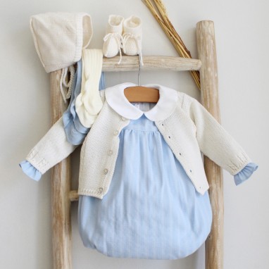 Blue Stripes Romper with Peter Pan Collar